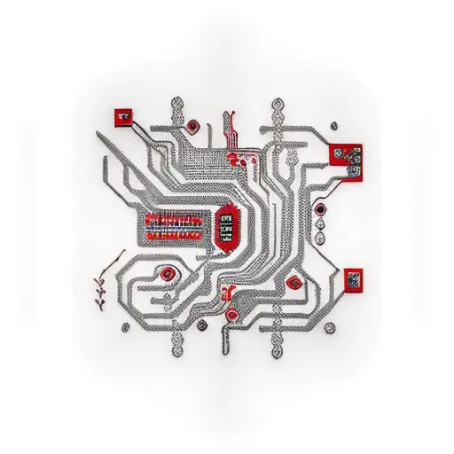 Circuit Board In Red On Black Background Arm