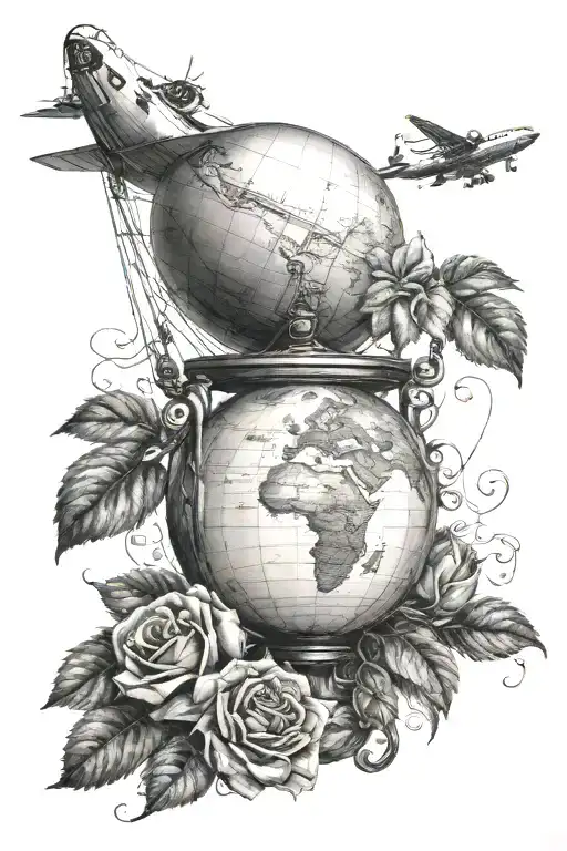 Globe In Ballon Landing In Roses