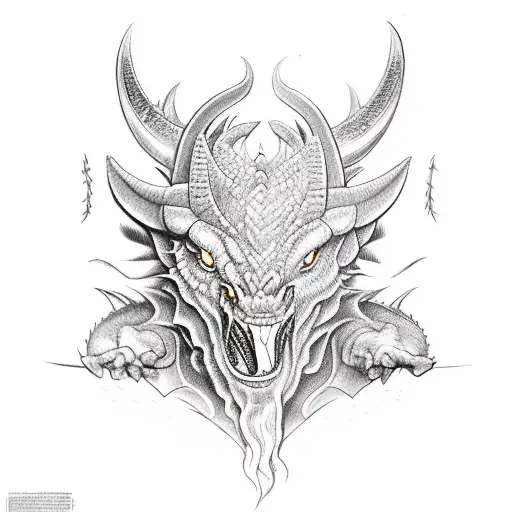 Minotaur Fighting Against A Dragon