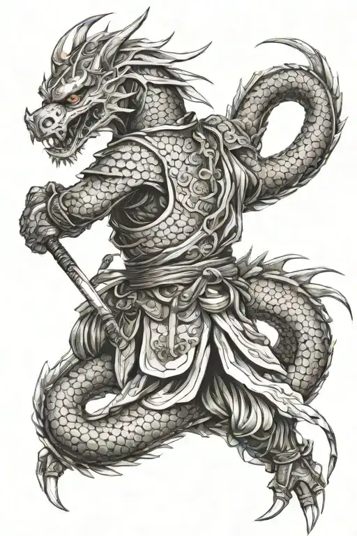 Samurai Wrapped In 2 Dragons