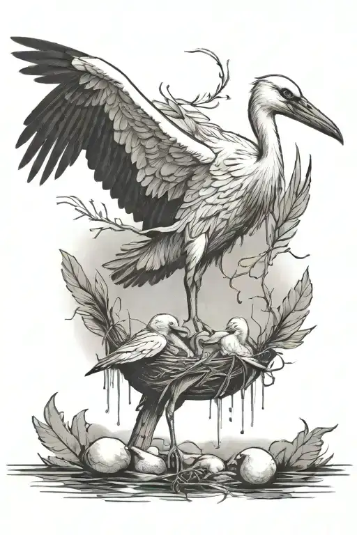 Stork Dropping A Human Baby