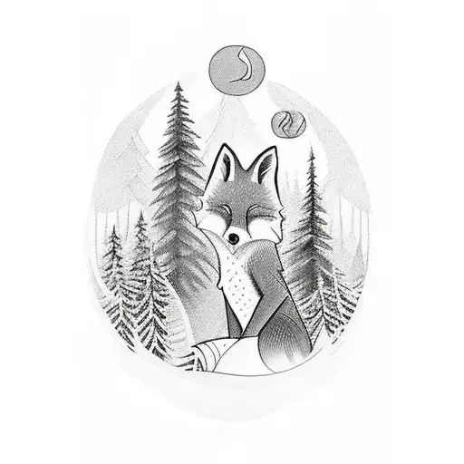 A Fox Hiking Through A Dense Forest With A Backpack