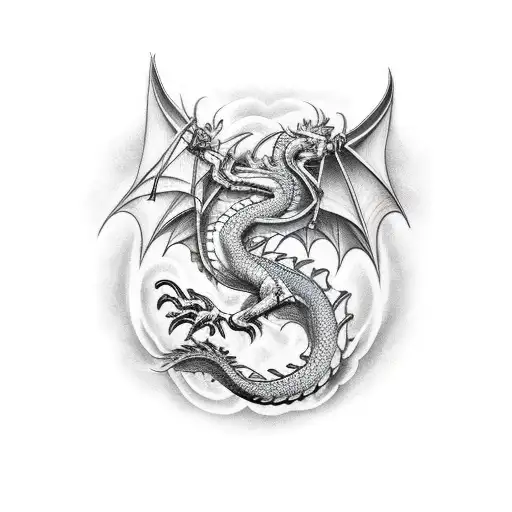 Dragon Fighting Samurai Sleeve