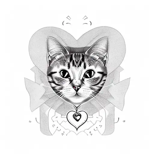A Heart With A Cat Face In It