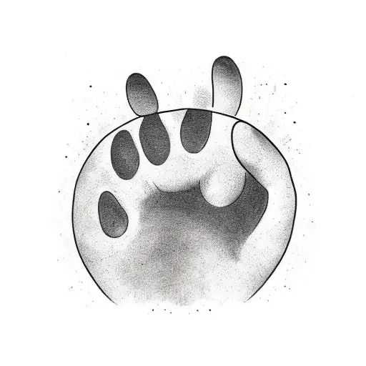 A Cat Paw Print With A Cat Face In It