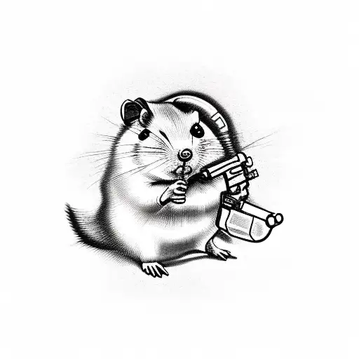 Djungarian Hamster With A Gun