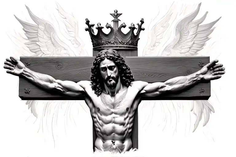 Jesus Crucified With A Crown