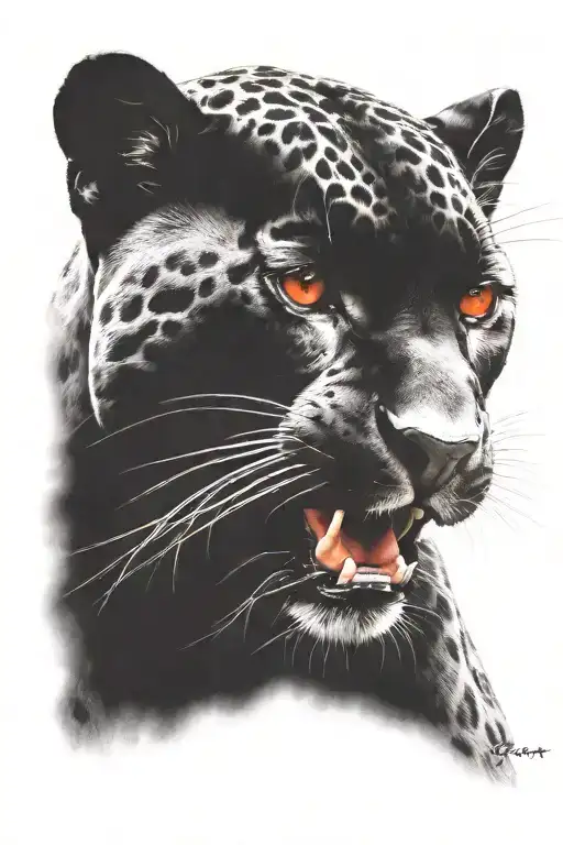 Black Jaguar With Red Eyes Looking Right Side