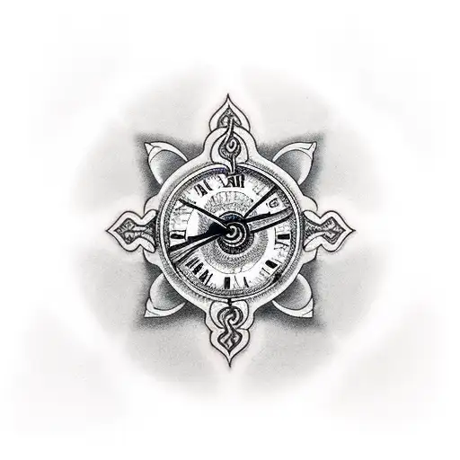 Cross Under An Eye Being The Center Of A Clock