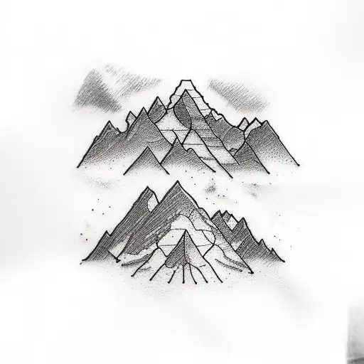A Detailed Sketch Of A Mountain Range With The Words 'Long Love Larry' Written In The Sky