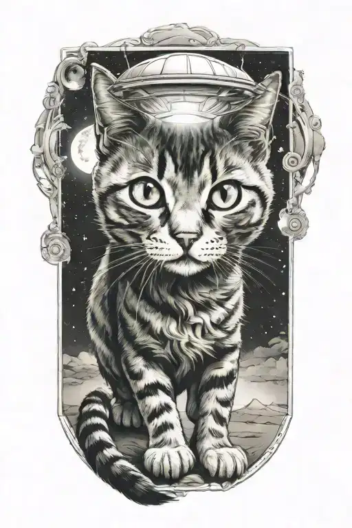 A Cat Abducted By Ufo Beaming