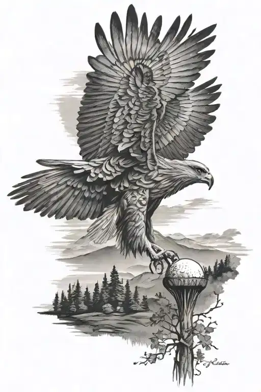 Disc Golf Landscape And Hawk