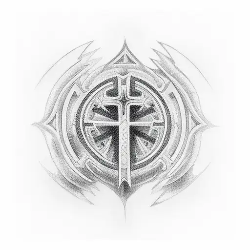 Christian Cross Shining Through A Storm