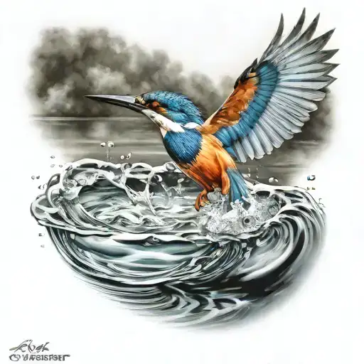 Kingfisher Diving Into The Water