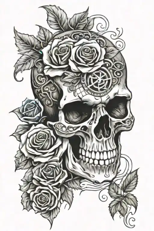 Skull With Roses And Eye Of Horus