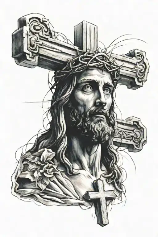 Cross Jesus And Blue Collar