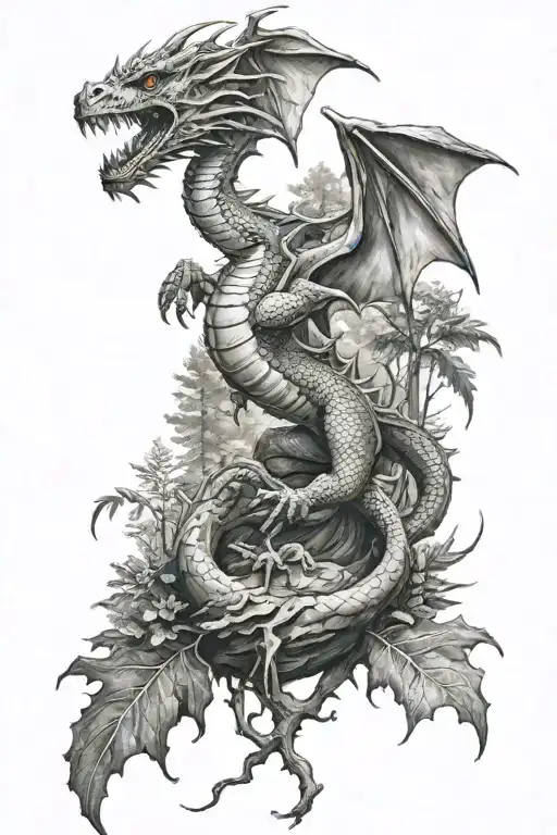 Dragon In Forest Scene