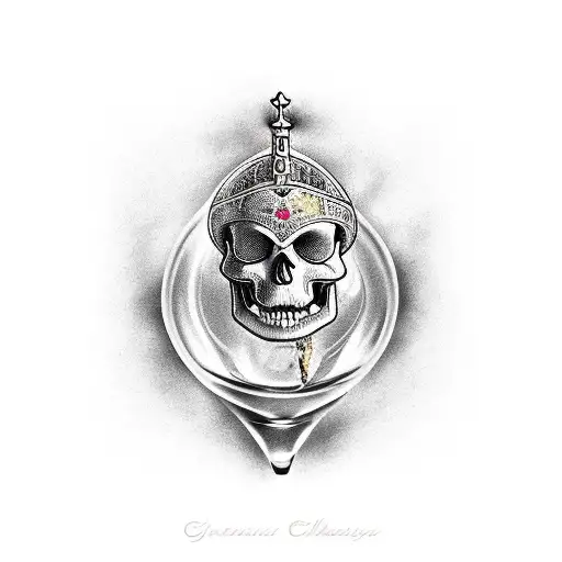 Greek Chalice Pouring Over A Skull