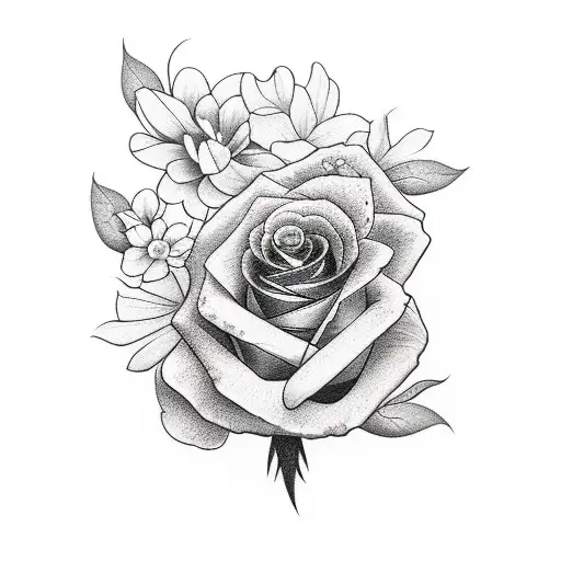 Black Rose And Cherry Blossom