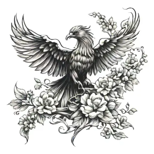 Phoenix Rising Up From A Bed Of Clovers Growing