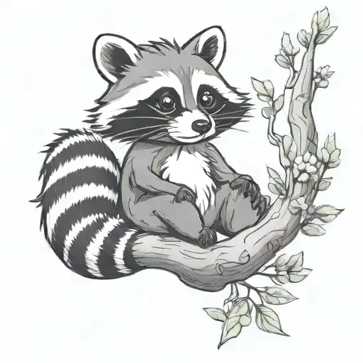 Cute Raccoon Disney With Willow Tree Branches