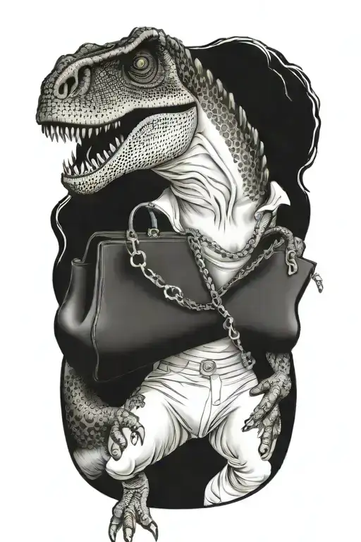 T-rex Carrying A Chanel Purse