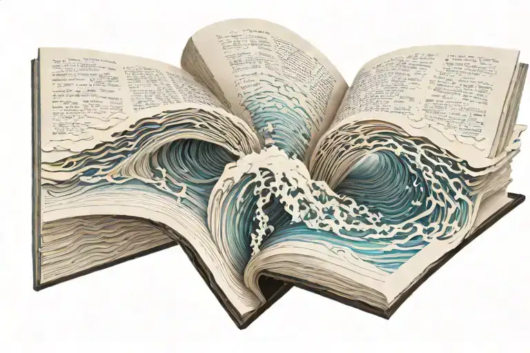 An Open Book With Pages Transforming Into Flowing Waves Of Information