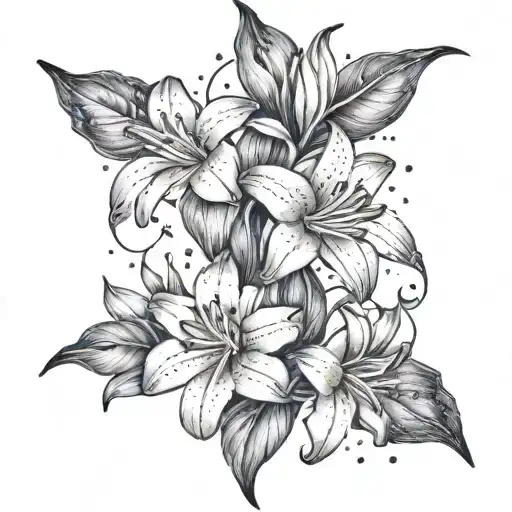 Gemini Constellation With A Lily Flower Intertwined