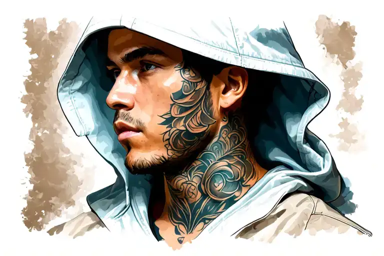Hood Neck Tattoo Design
