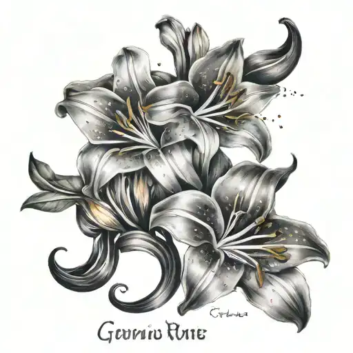 Gemini Constellation With A Lily Flower