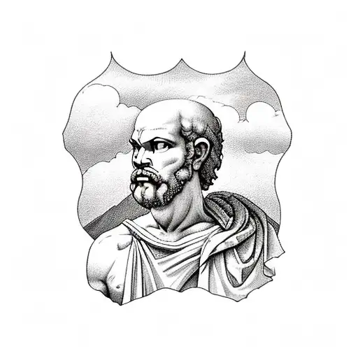 Socrates Pondering While Sitting On A Mountain Overlooking A Valley