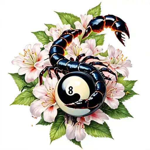 Scorpio And Azalea Flowers 8 Ball