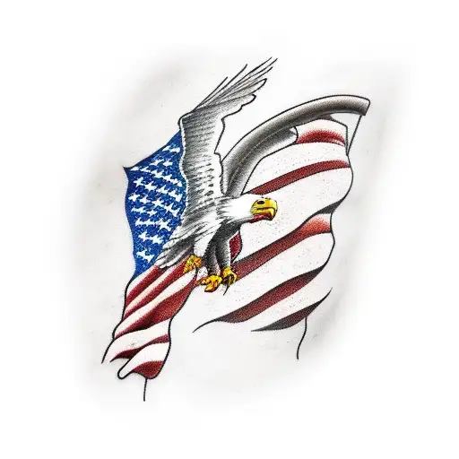 Flying Bald Eagle Carrying A Texas Flag