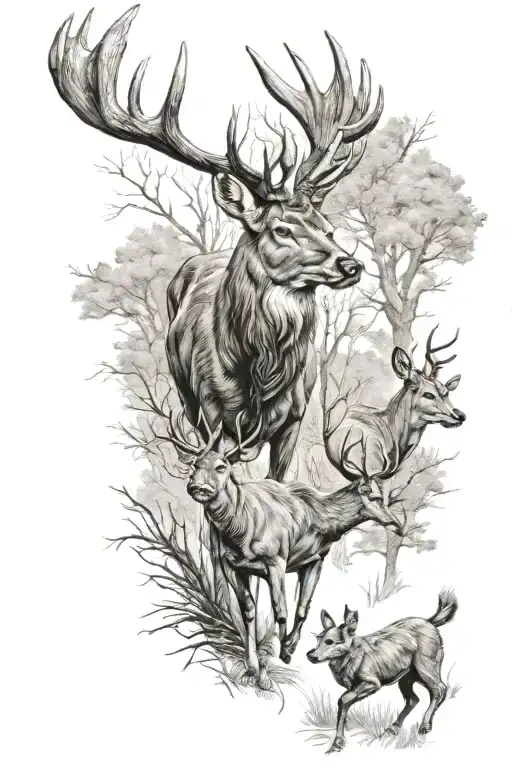 Wildlife Deer Hunting Dogs Chasing