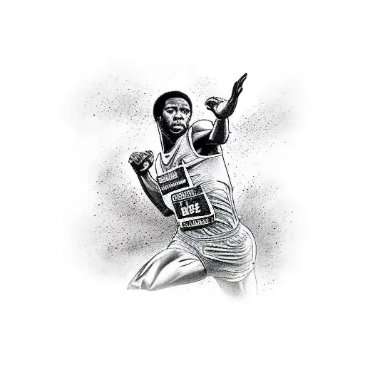 Track And Field Runner On A Track Racing A Black Panther