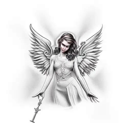 Female Angel With Curled Hair