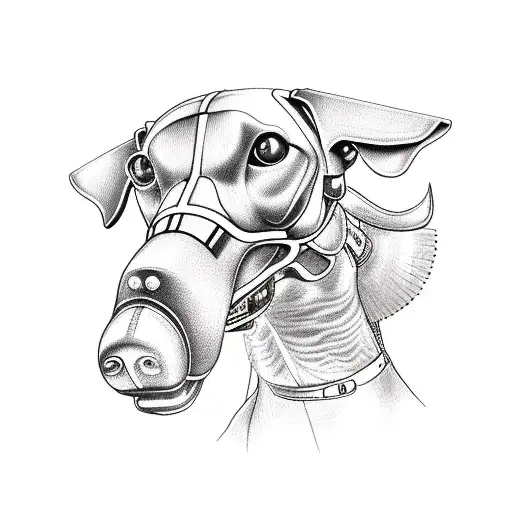 A Technical Blueprint Of A Motorcycle With A Dog As The Engine