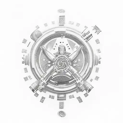 A Dynamic Composition Featuring A Stylized Gun Surrounded By A Wreath Of Money And Family Portraits