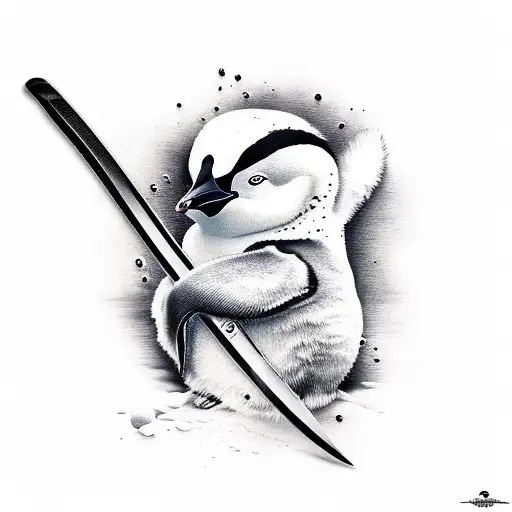 Pinguin Wielding Katana