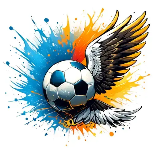 Soccer And Open Wings Ball
