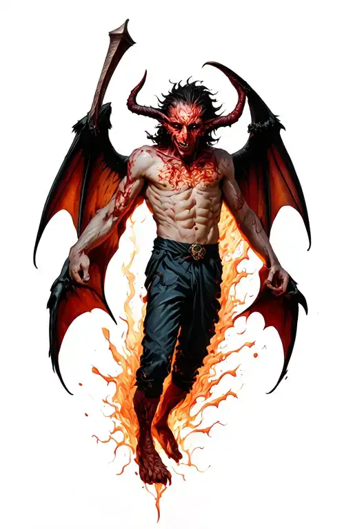 Demon With Bat Wings Coming Out Of The Skin Boy