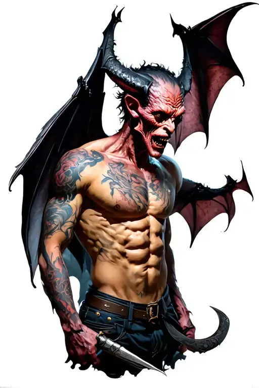 Demon With Bat Wings Coming Out Of The Shoulder Skin