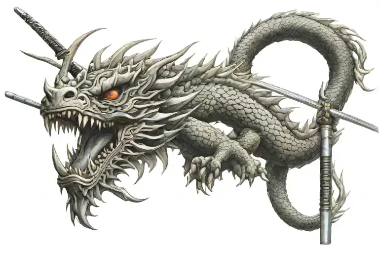 Japanese Dragon With Katana