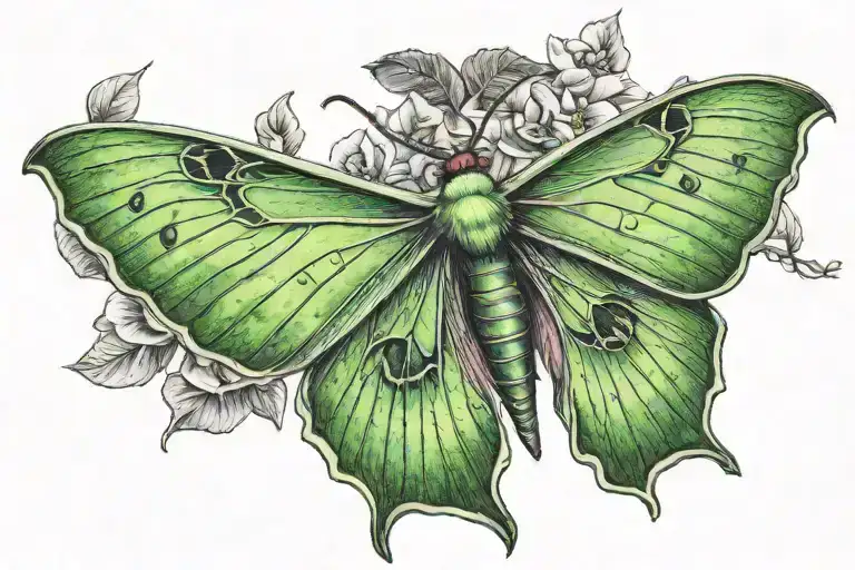 Luna Moth Witchy Tattoo Design