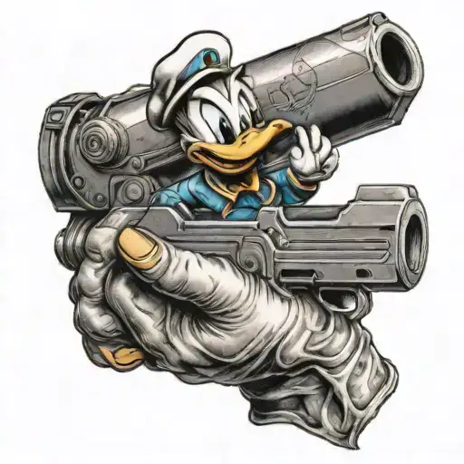 Donald Duck Gun Wrapped Hand Holding