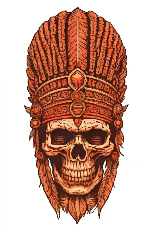 Indian Skull With Head Dress