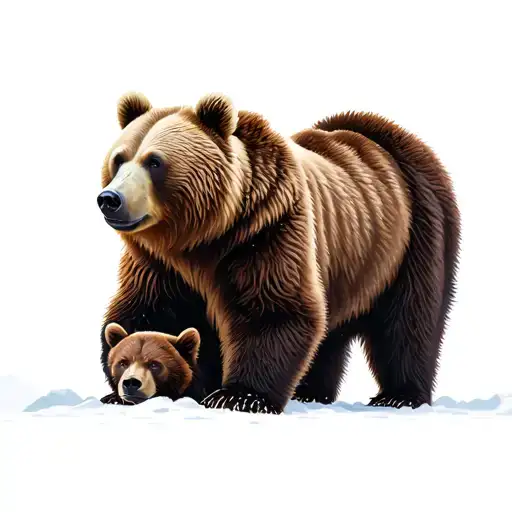 Bear Protecting Cubs