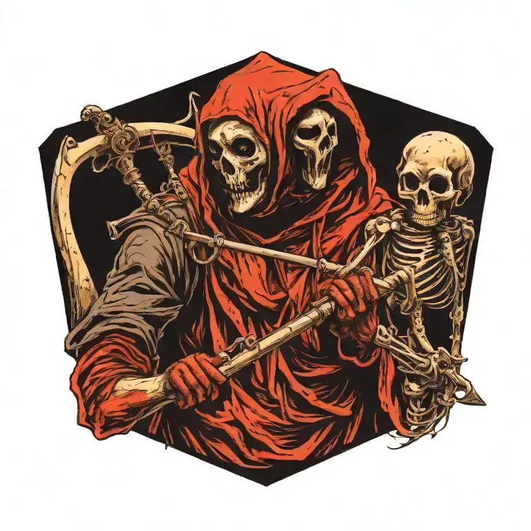 Ghostface Holding A Scythe Girl With Innocent Looking