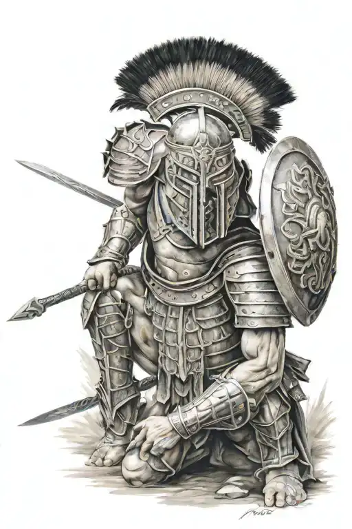 Spartan Warrior Kneeling