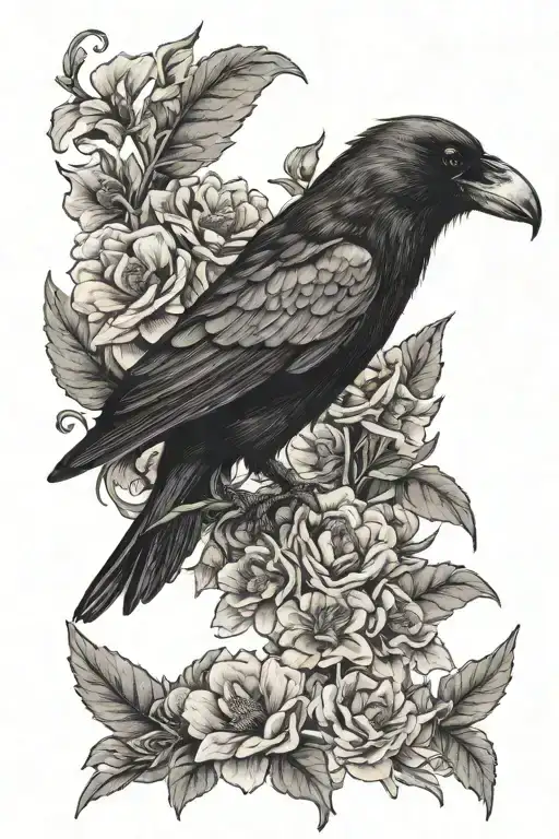 Crow And Flowers